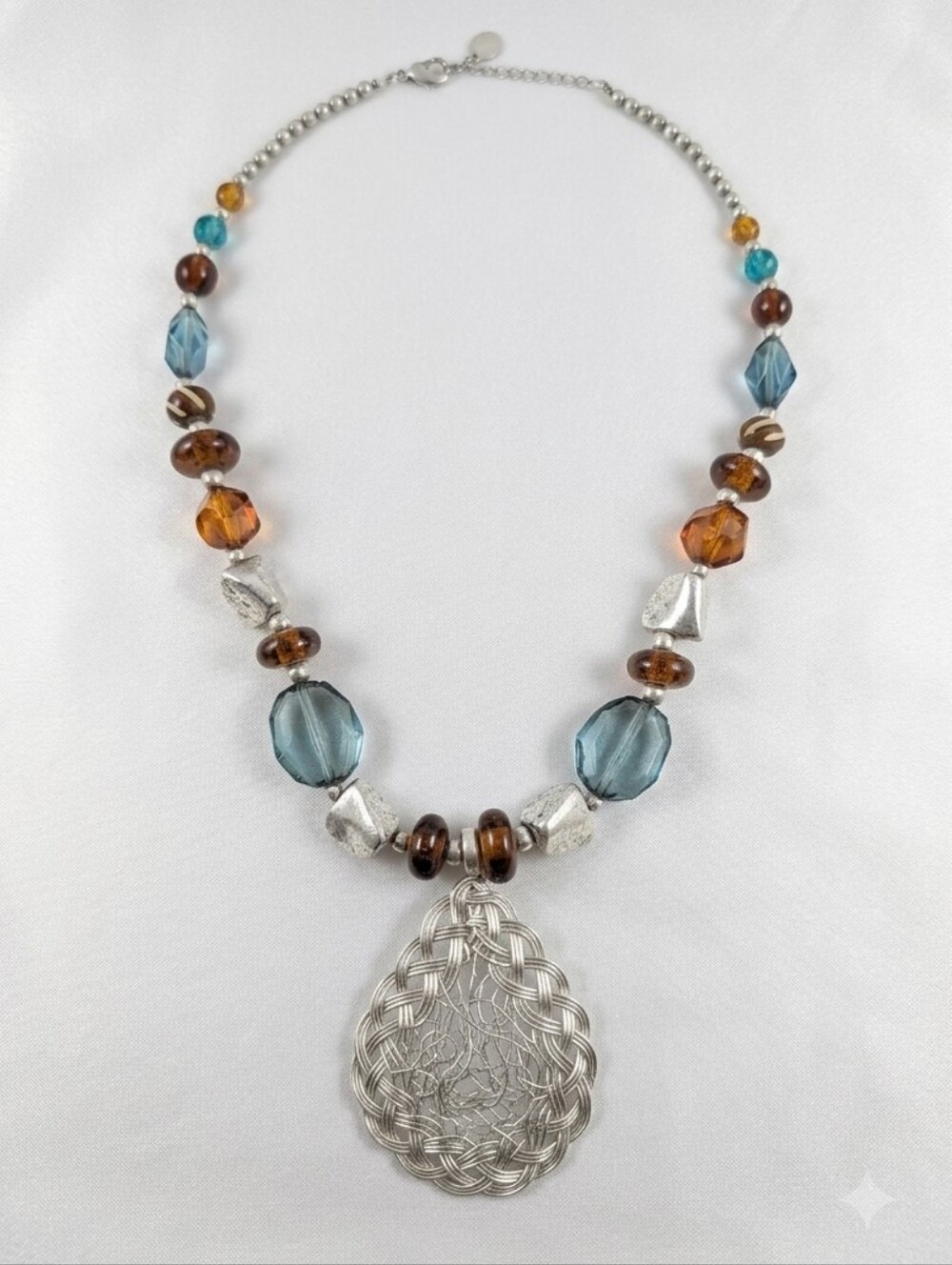 Icing Boho Beaded Wire Nest Pendant Statement Necklace